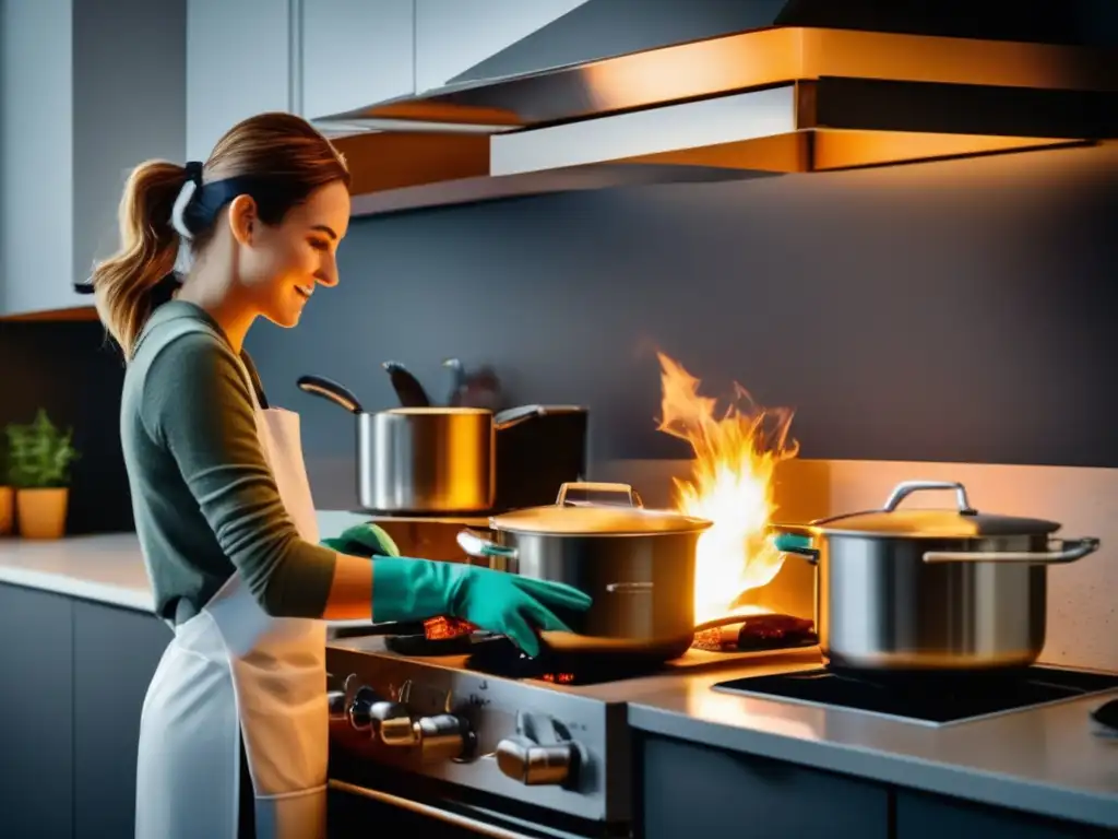 Cocina moderna con medidas de seguridad para prevenir quemaduras - Tratamiento para quemaduras graves