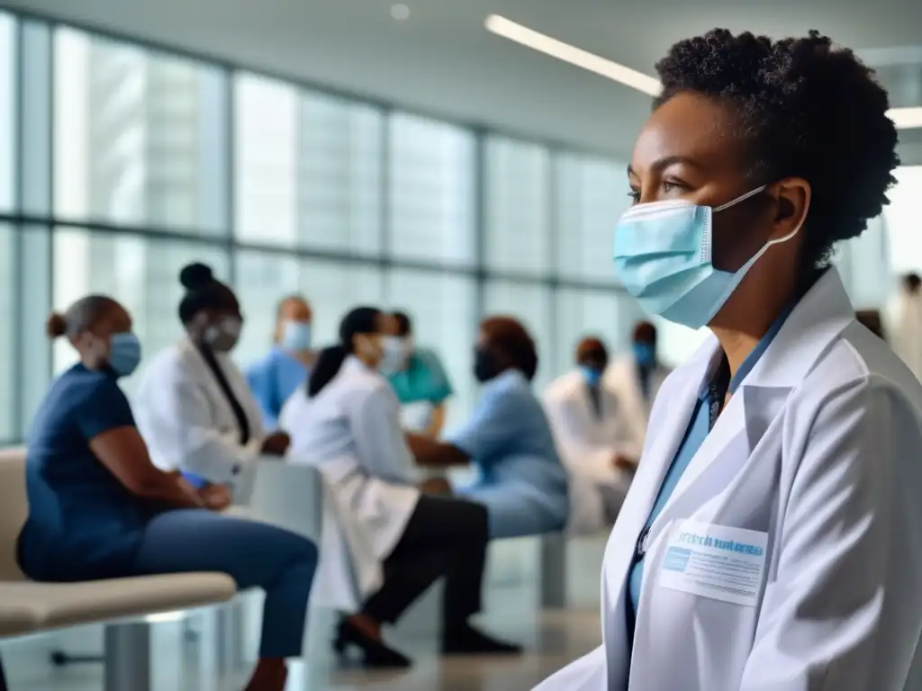 Importancia de vacunas y preparación en una imagen de grupo diverso recibiendo vacunas en un centro médico moderno