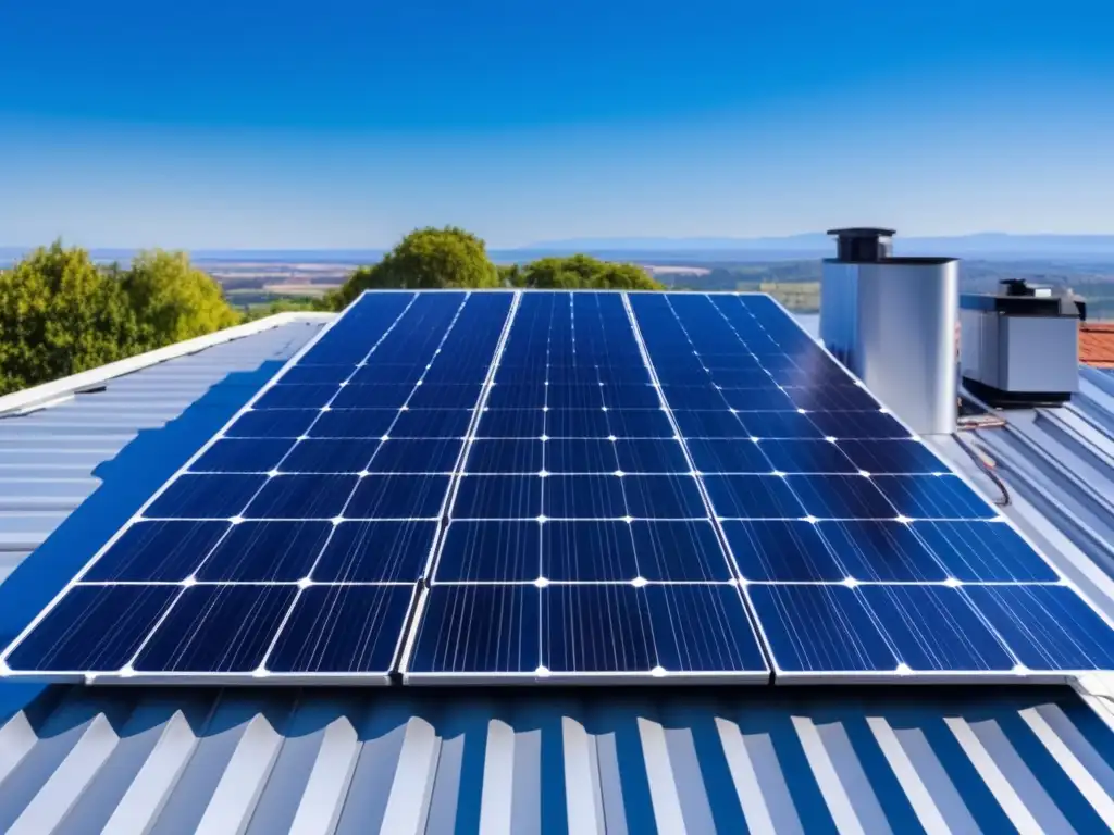 Instalación moderna de paneles solares en un día soleado - Energía solar para preparacionistas