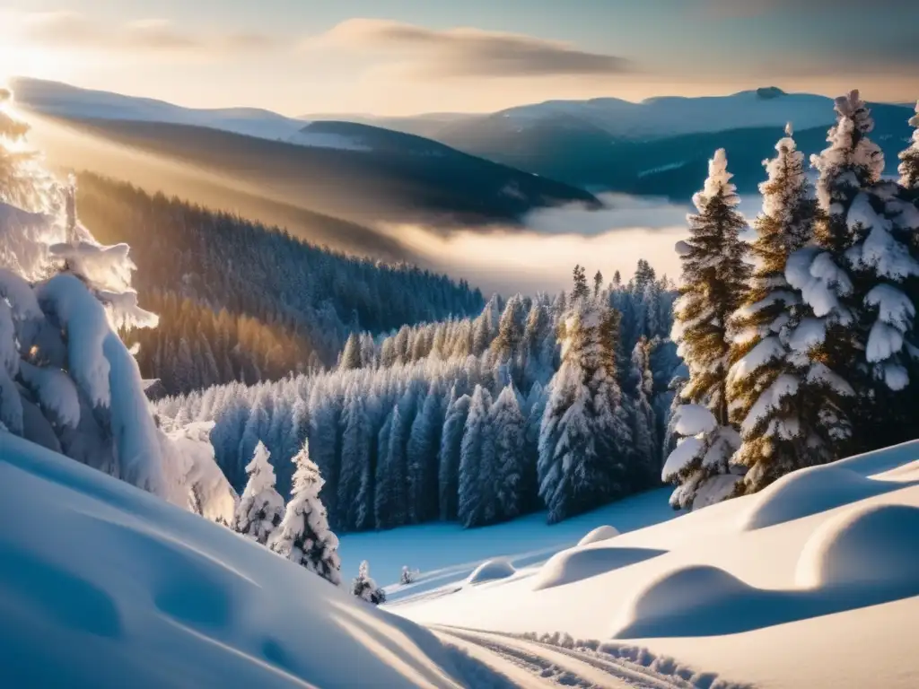 Preparación para tormenta de nieve en un paisaje invernal cubierto de nieve