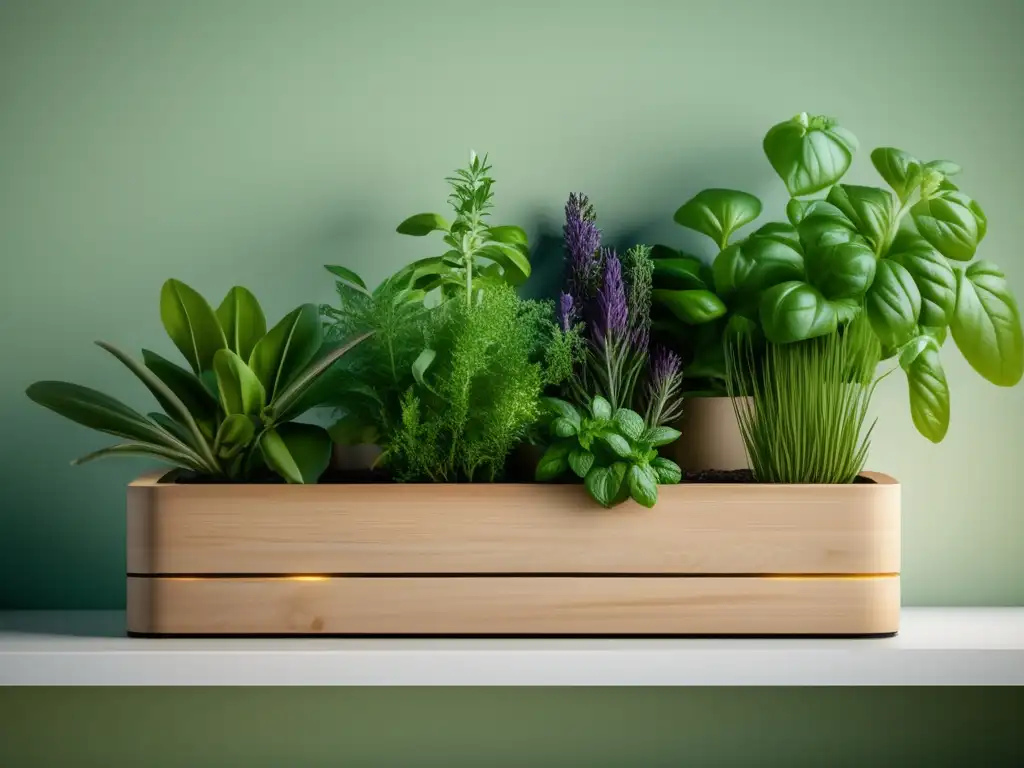 Beneficios del cultivo en interiores de plantas aromáticas: hermoso y vibrante jardín de hierbas en 8k, con plantas saludables y frescas