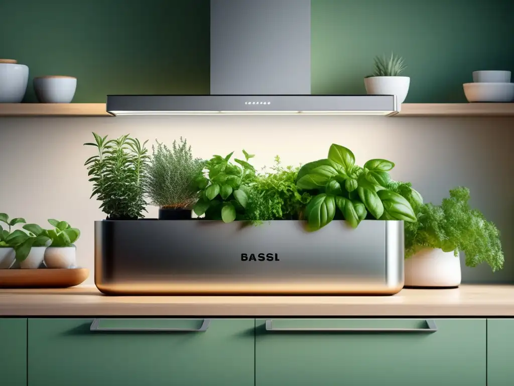 Beneficios de cultivar plantas aromáticas en interiores: hermoso jardín de hierbas en una cocina moderna