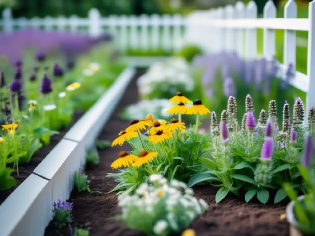 Jardín de plantas medicinales para emergencia con vibrantes herbáceas en filas ordenadas