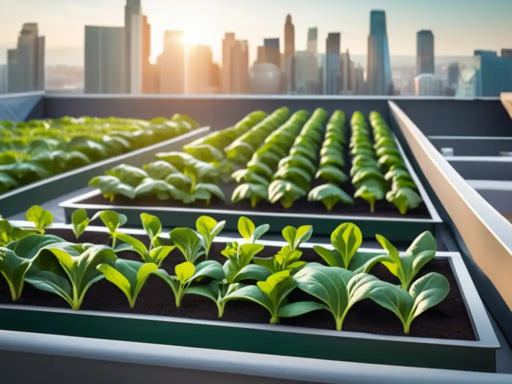 Cultivar vegetales en la ciudad: los mejores 10, jardín urbano con espinacas vibrantes y saludables, aprovechando espacio limitado