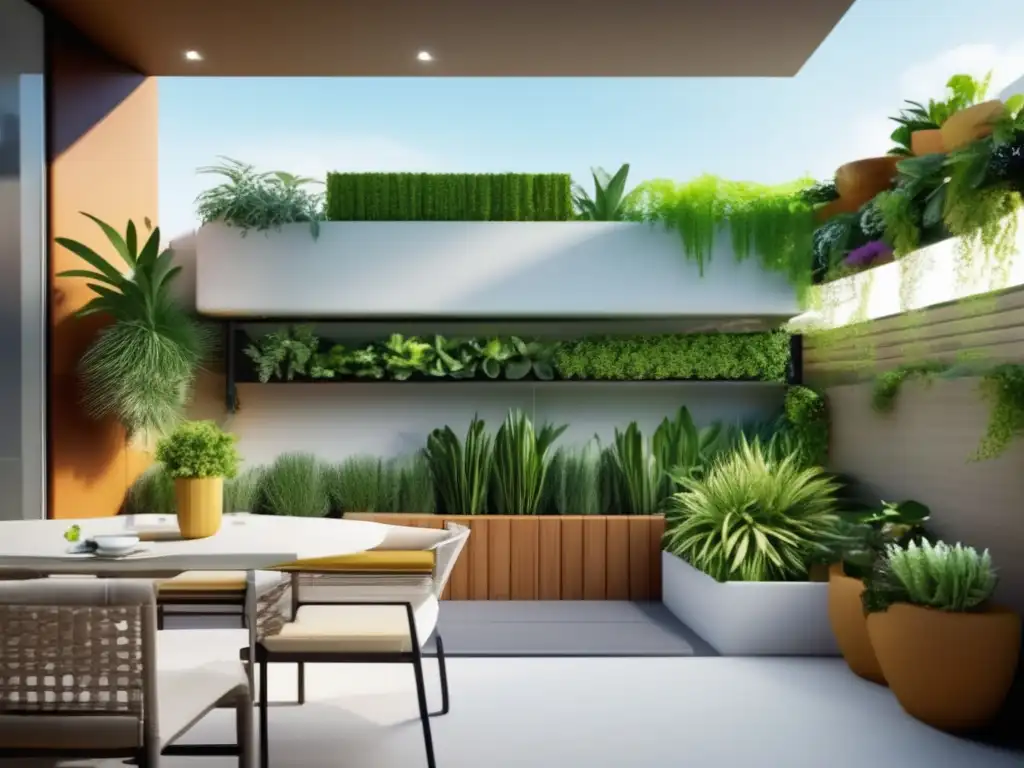 Jardinería en contenedores para espacios pequeños: Oasis verde en un balcón moderno -