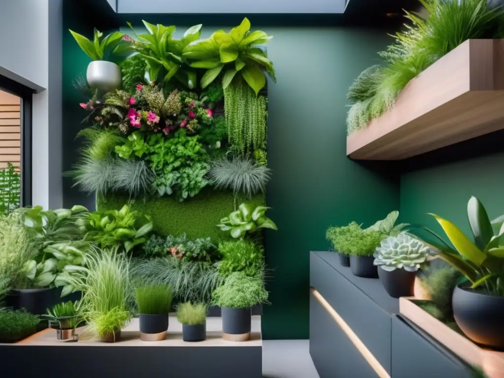 Cultivo de alimentos sin jardín en moderno vertical garden