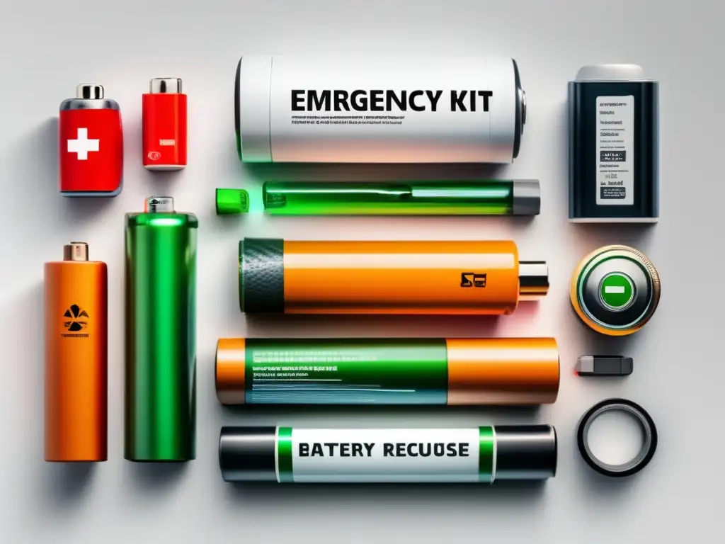 Kit de emergencia moderno con baterías recargables y elementos esenciales