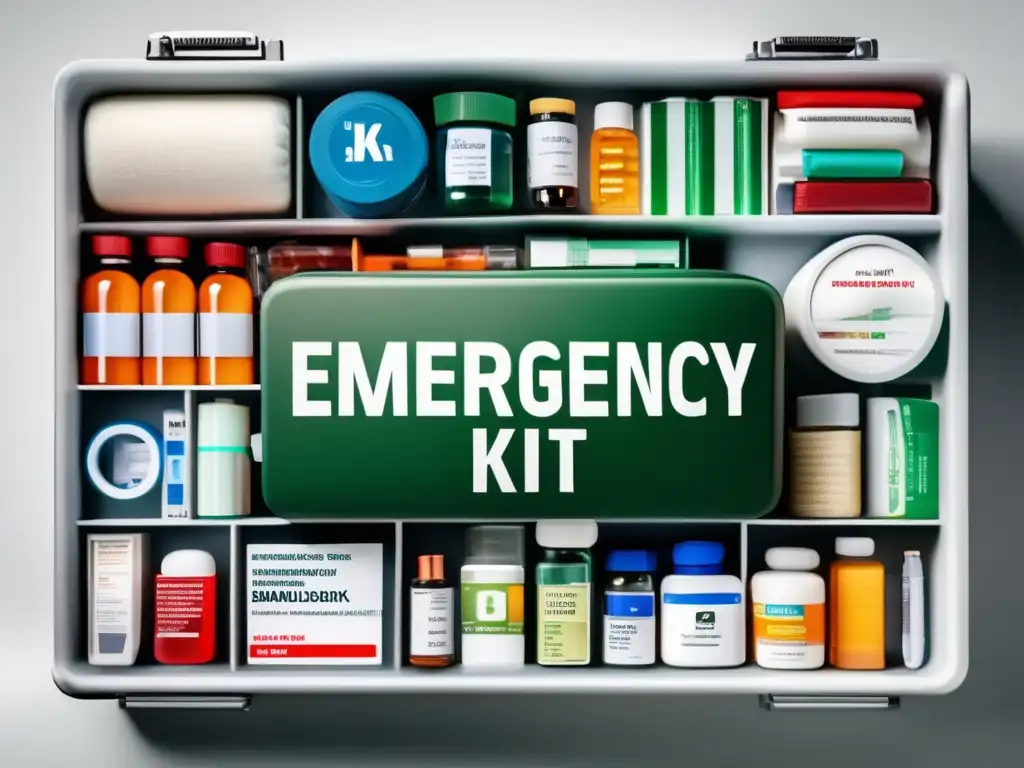 Kit de emergencia con medicamentos esenciales y diseño moderno