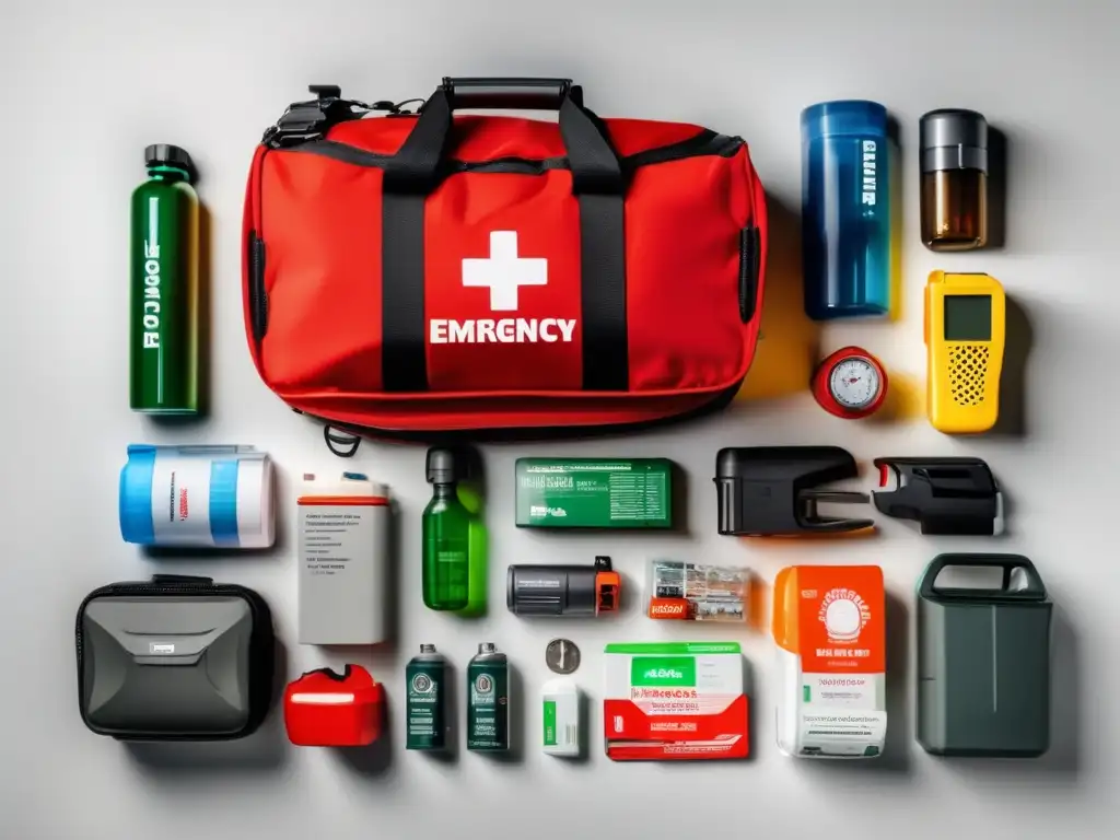 Kit emergencia moderno, organizado y vibrante