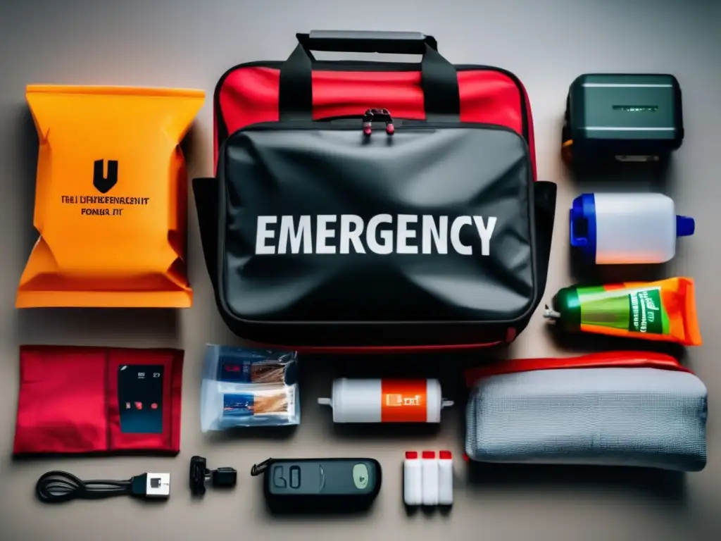 Componentes Kit Emergencia Coches: Kit de emergencia para autos con alimentos no perecederos, manta térmica y cargador portátil