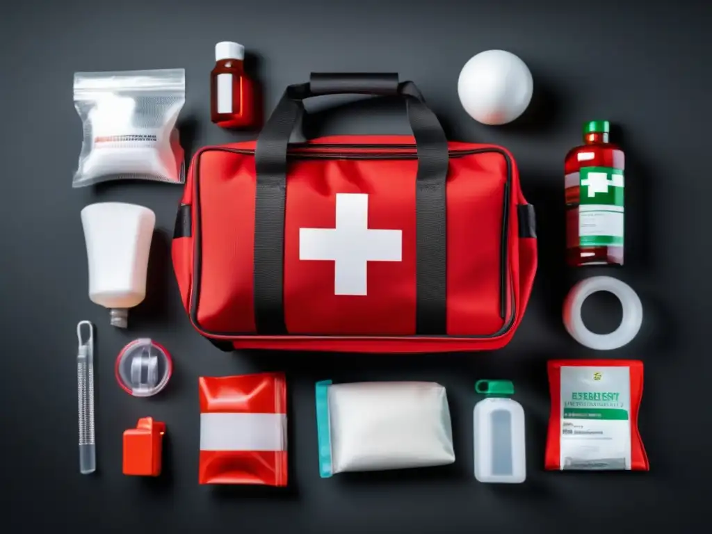 Kit de emergencia completo para vehículo con diseño moderno y herramientas básicas, mostrando organización y preparación