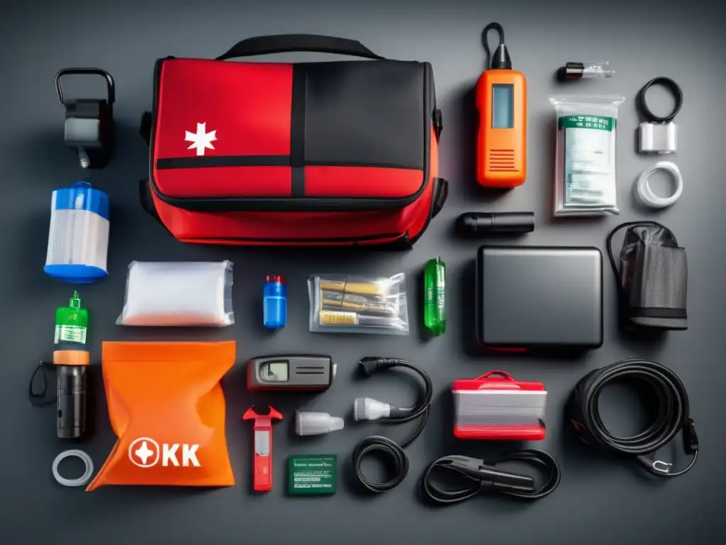 Kits emergencia vehículos diarios: bolsa compacta, materiales resistentes, múltiples compartimentos, linterna, botiquín, multiherramienta, chaleco reflectante, cables arranque, medidor presión neumáticos, cargador portátil