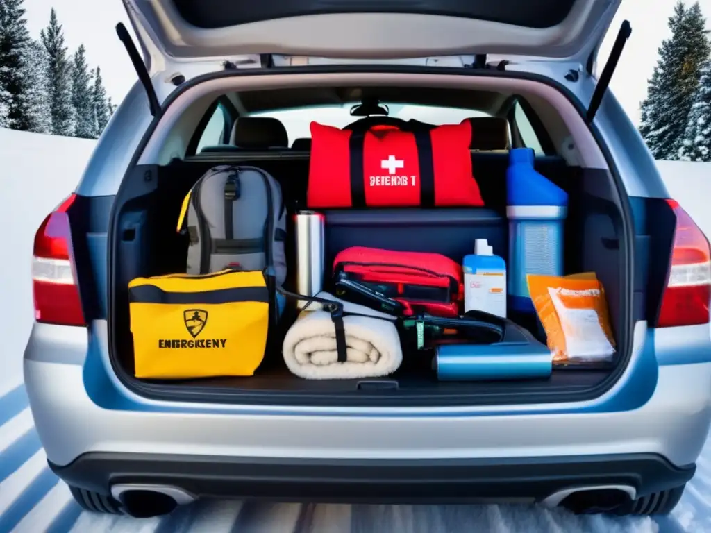 Imagen: Kit de emergencia invierno vehículo bien equipado en el maletero de un coche