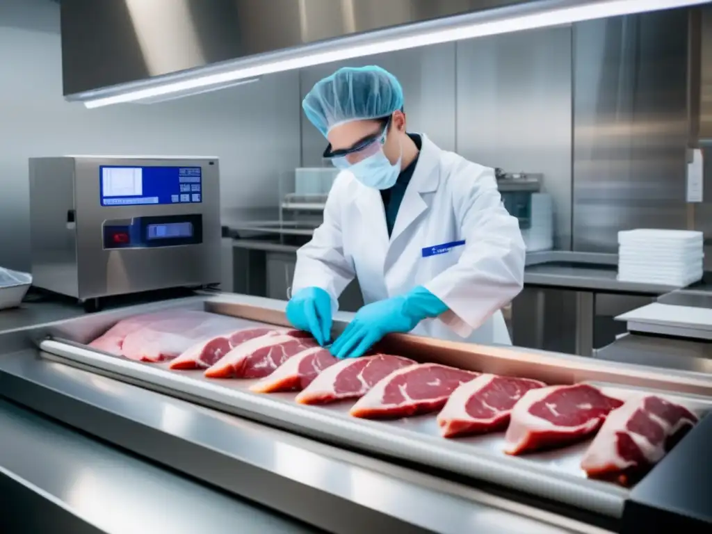 Conservación de carnes en situaciones extremas - Laboratorio moderno de preservación de carnes con tecnología innovadora y profesionalismo