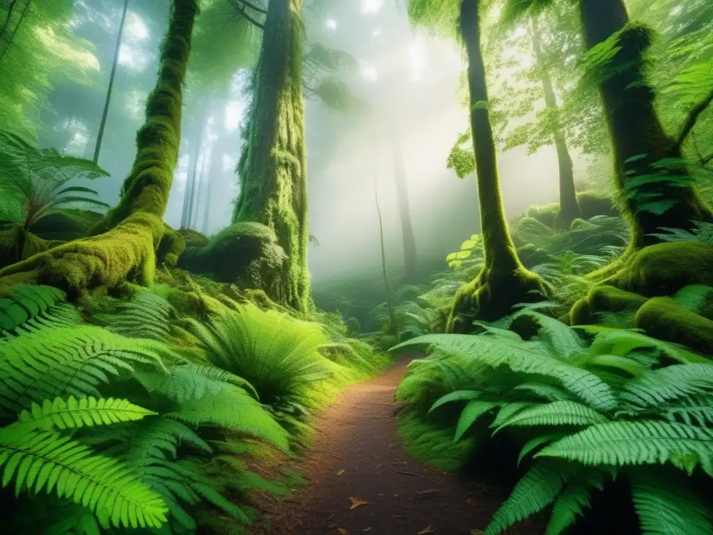 Guía completa de uso de brújula en la naturaleza: Bosque 8k ultradetallado con sendero, árboles majestuosos y río sereno