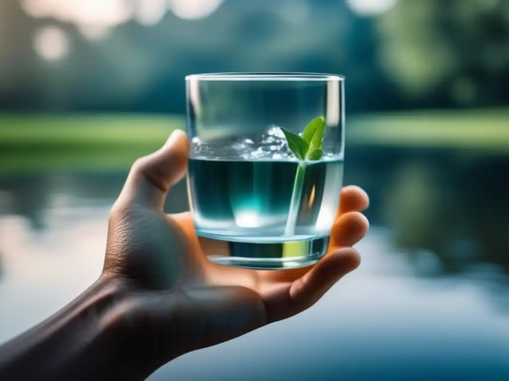 Manos sujetando un vaso de agua limpia, símbolo de prevención de enfermedades transmitidas por agua en supervivencia