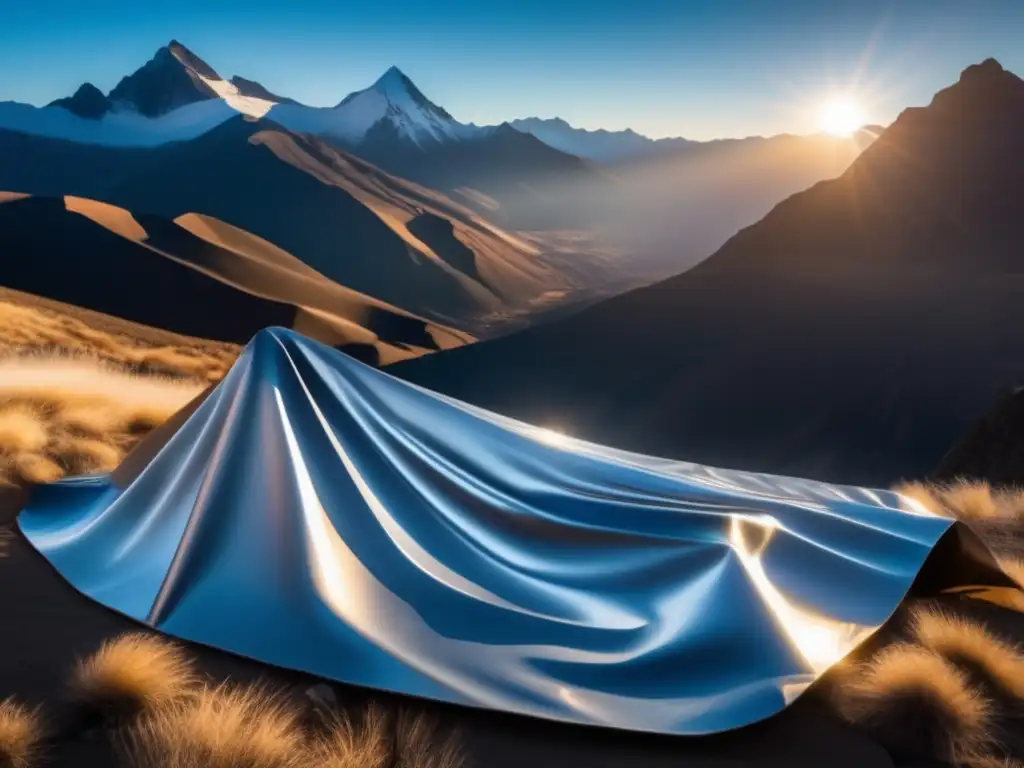 Manta térmica para supervivencia en paisaje montañoso