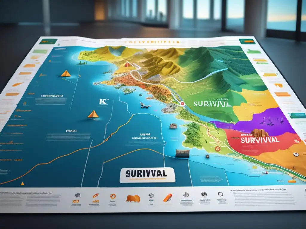 Mapa detallado 8k de supervivencia moderna Mapa de supervivencia detallado 8k con elementos esenciales para desastres naturales