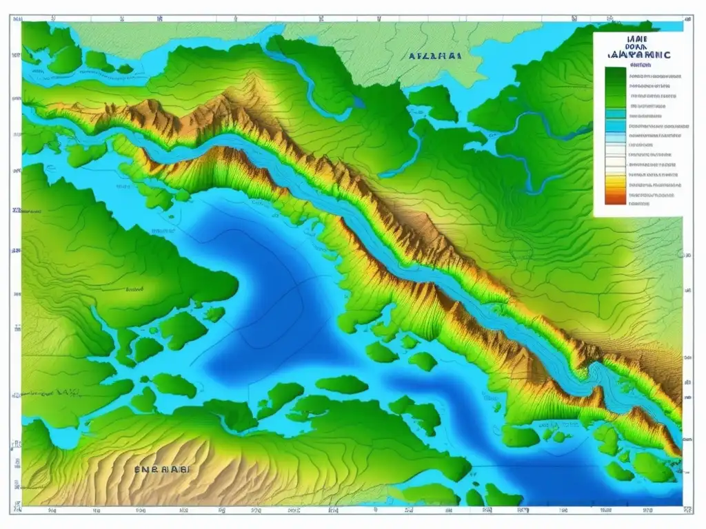 Interpretación mapa topográfico supervivencia: Rugged terrain, hikers navigating, hazards, water sources