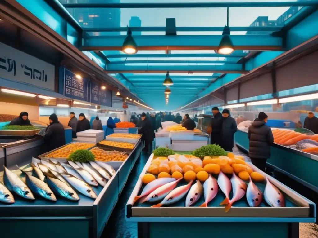 Mercado de pescado al amanecer: conservación de pescado, métodos tradicionales