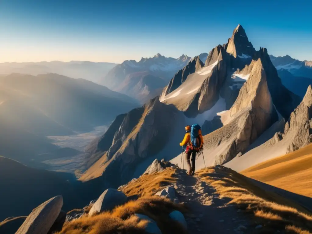 Técnicas de escalada segura en montaña con un paisaje impresionante