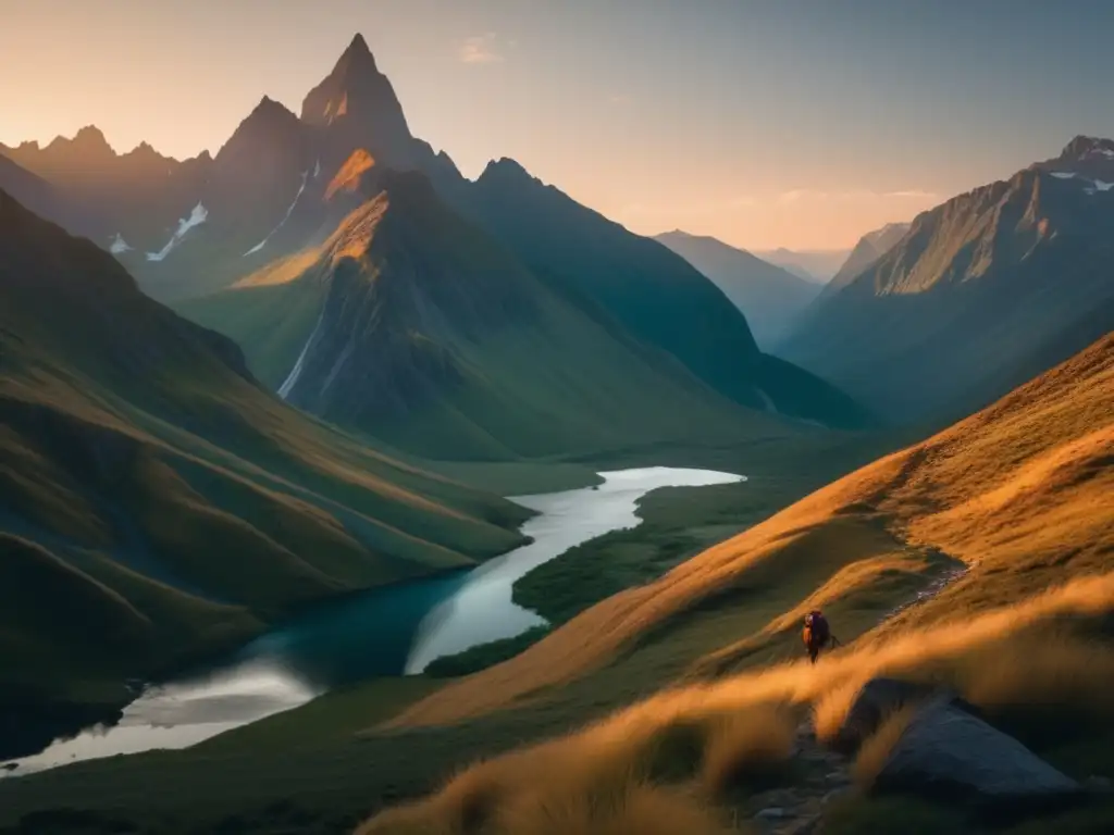 Paisaje montañoso al atardecer Importancia de la paciencia en la supervivencia: paisaje montañoso al atardecer