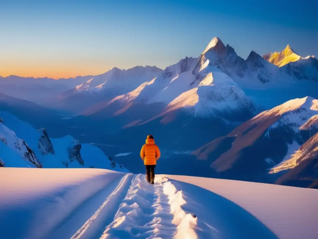 Montañas nevadas con señales de rescate e interpretación