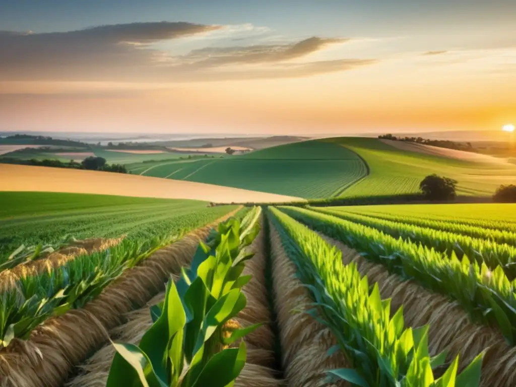 Paisaje agrícola, cultivos vibrantes, seguridad alimentaria