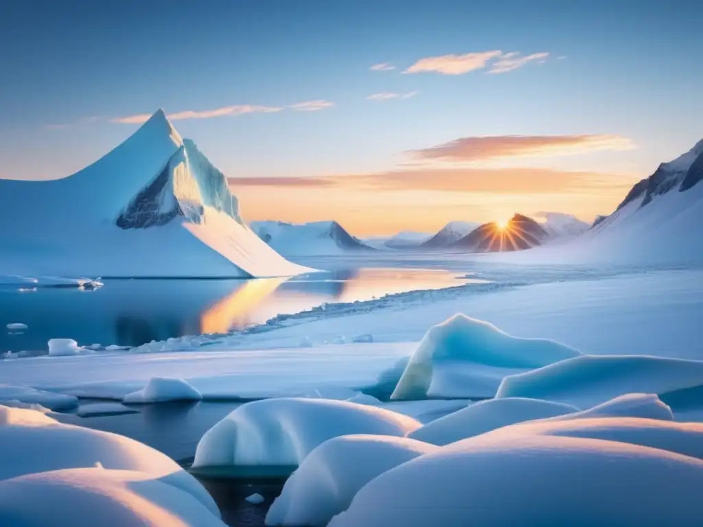 Sistema de energía portátil en el Ártico: paisaje ártico con hielo, nieve, sistema solar y eólico