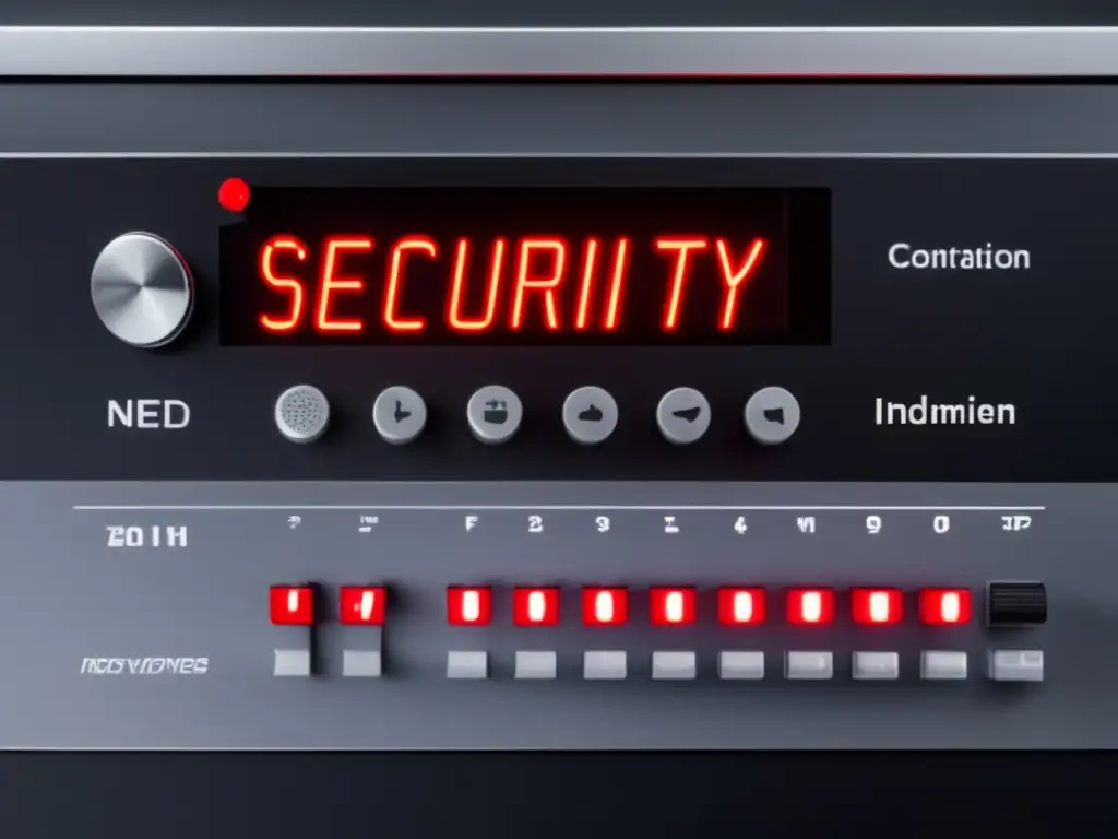 Control panel de seguridad con mensajes de error destacados en rojo