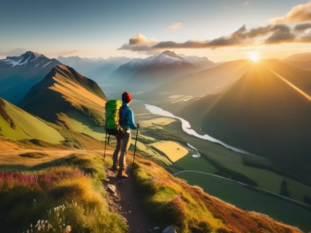 Anochecer en montaña: Agradecimiento y supervivencia con pensamiento positivo