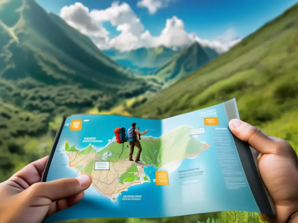 Persona sosteniendo mapa de supervivencia Persona preparada con mapa de supervivencia para desastres naturales recomendados