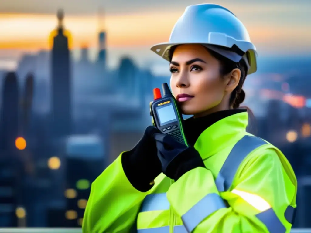 Persona con walkie talkie en mano, preparada para emergencia - Beneficios de un walkietalkie en desastres