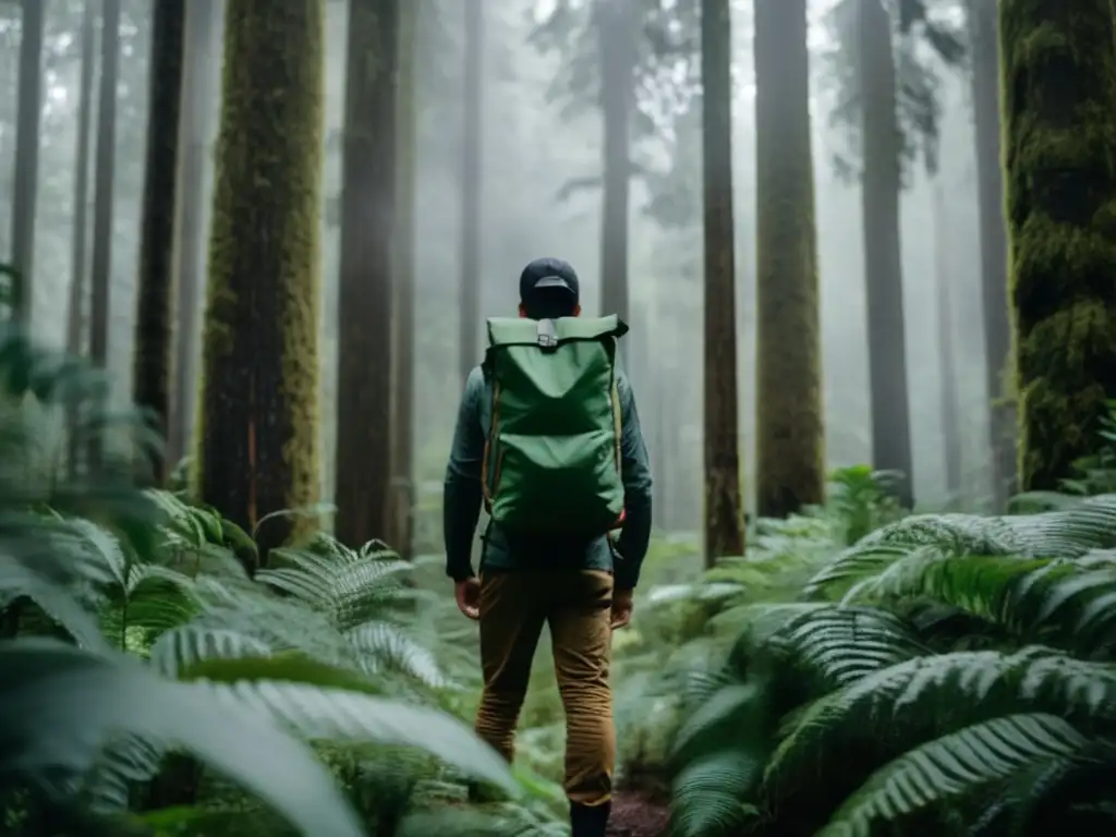 Persona en la naturaleza con libro 'Guía de supervivencia para situaciones de emergencia'