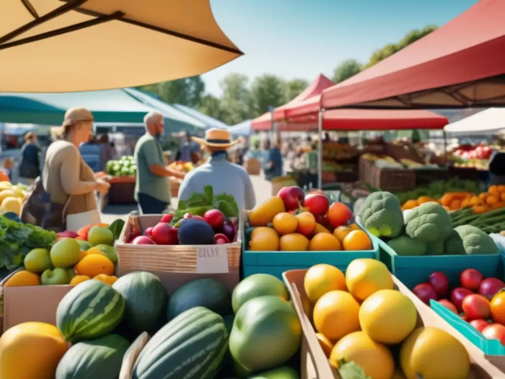 Persona seleccionando frutas y verduras en mercado - Economía de subsistencia en crisis