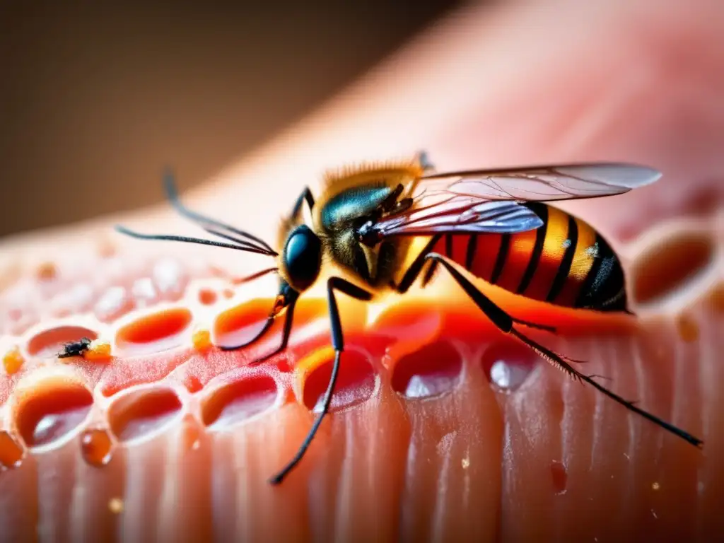 Remedio natural para mordeduras y picaduras: brazo con múltiples marcas de mosquitos, abejas y garrapatas