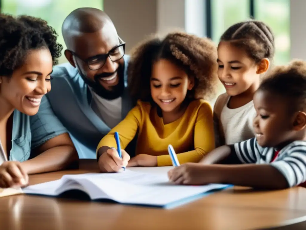 Familia diversa preparando niños en emergencias