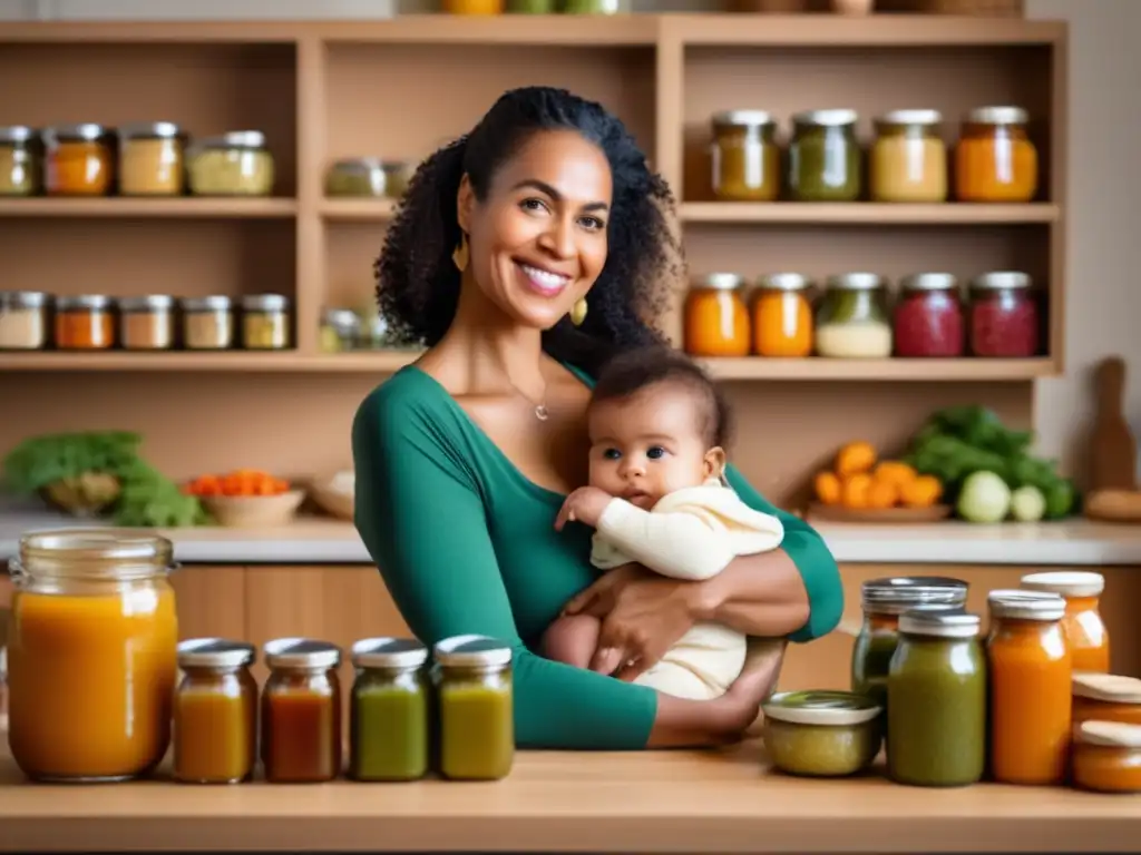 Madre sosteniendo bebé, alimentos para bebés en emergencia