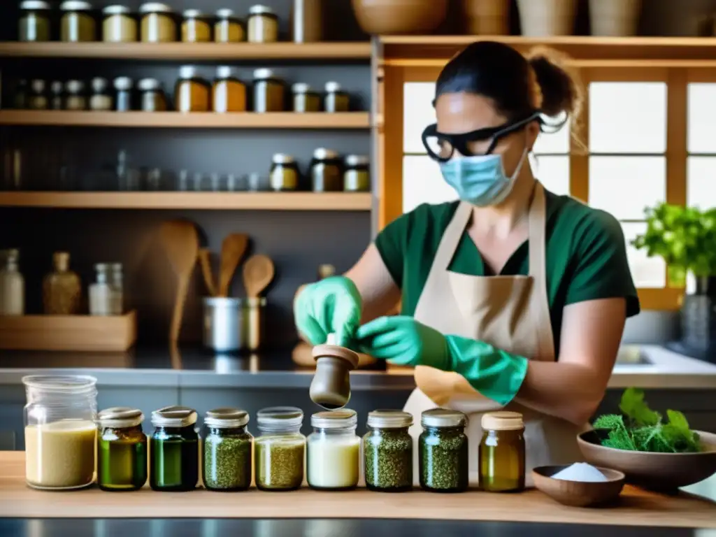 Preparación de ungüentos medicinales supervivencia en cocina moderna y bien iluminada