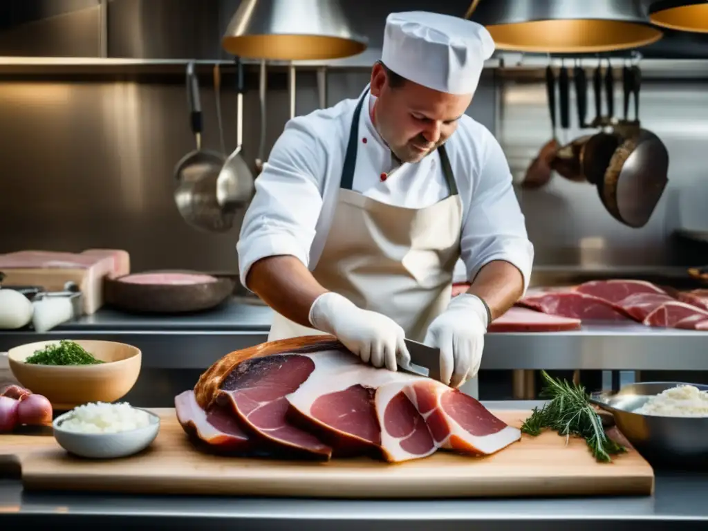 Técnicas de conservación de carne casera en imagen de preparación de jamón curado