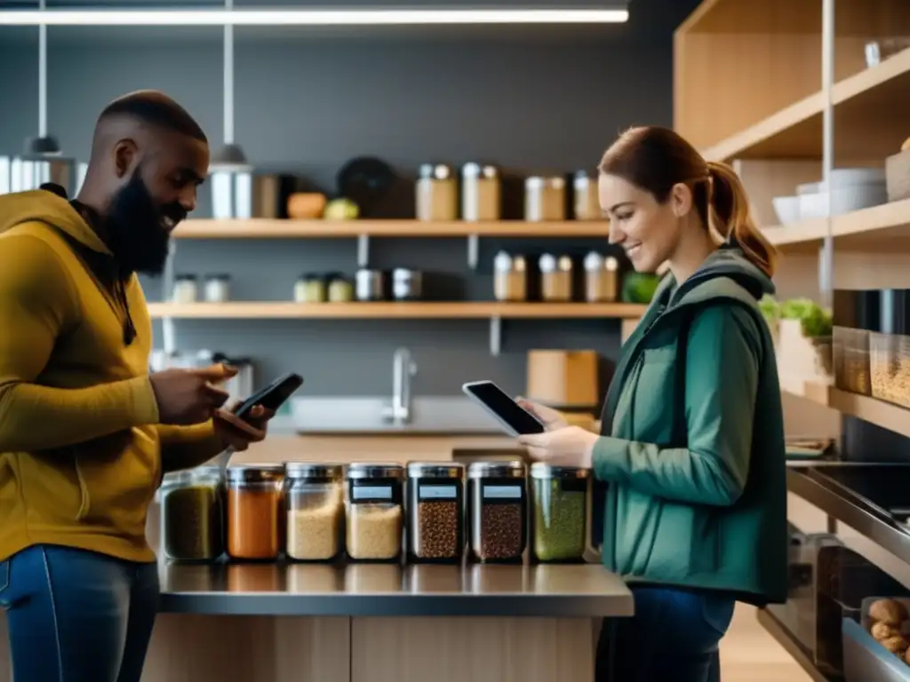 Imagen de preppers en una cocina moderna: Aplicaciones seguridad alimentaria preppers