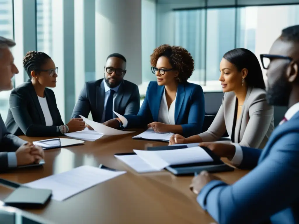 Profesionales discutiendo gestión de deudas en crisis financiera