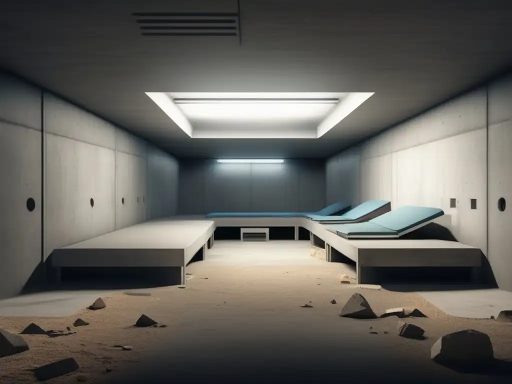 Refugio subterráneo seguro y equipado Consejos de preparación para terremotos: ilustración moderna de un refugio subterráneo seguro, equipado con suministros de emergencia y comunicación