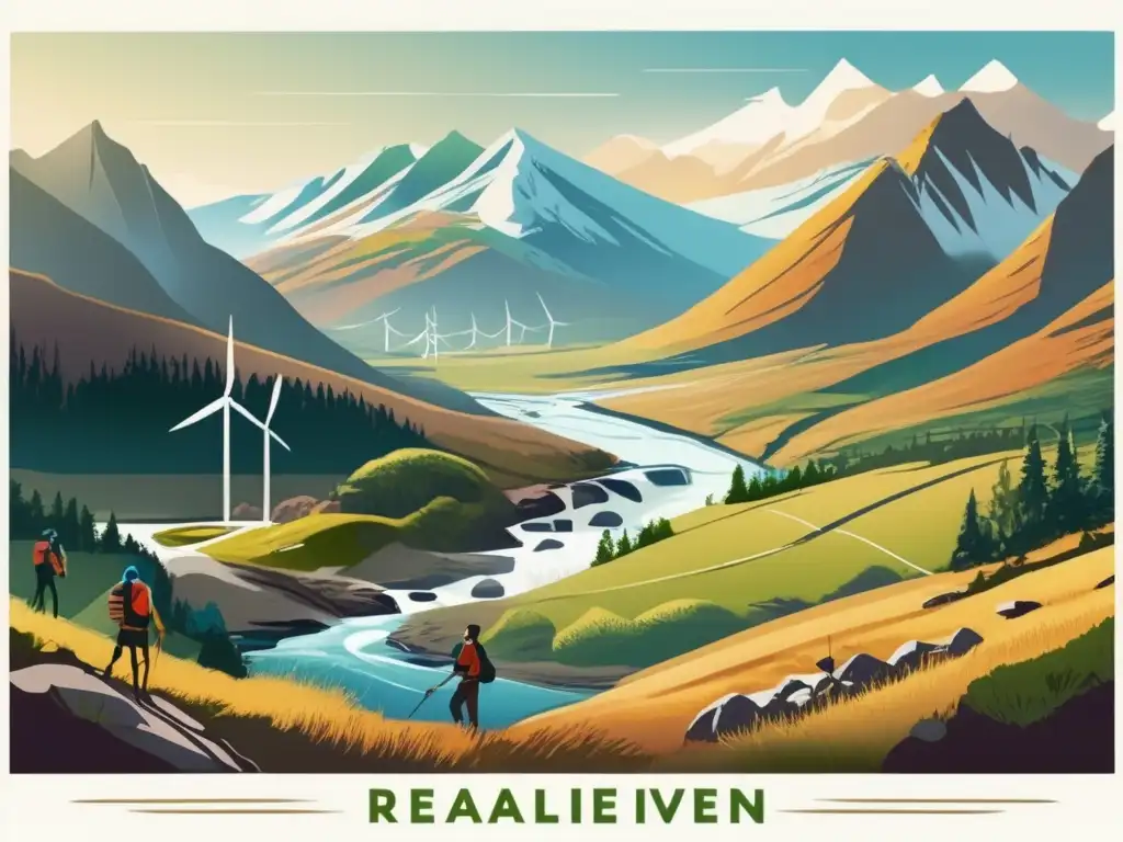 Paisaje impresionante con energías renovables: Recargas herramientas supervivencia energía renovable