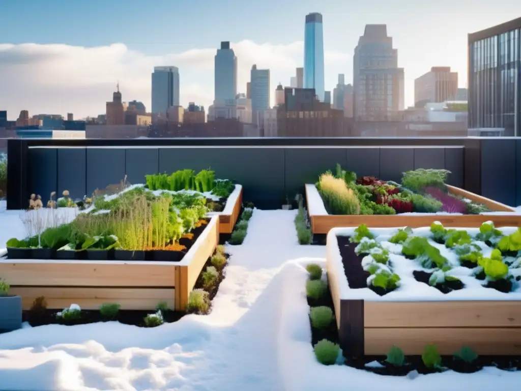 Cultivos urbanos invierno: conservación y belleza en jardín urbano invernal