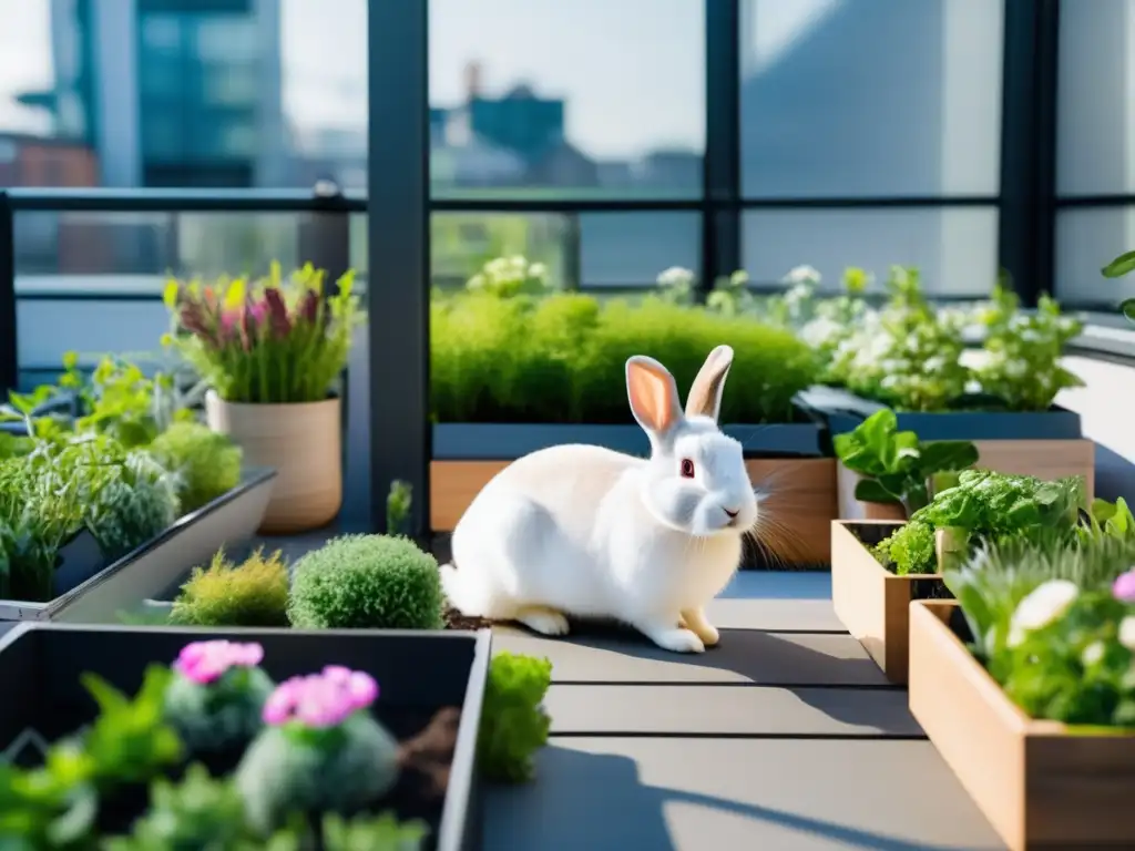 Cría de conejos en la ciudad: jardín urbano con conejos saludables y encantadores, ¡una forma sostenible de criar conejos en la ciudad!