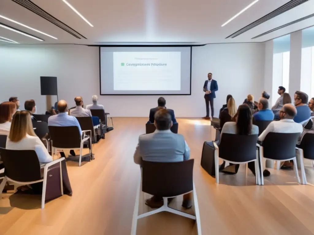 Sala de conferencias llena de personas en taller de preparacionismo para eventos y ferias