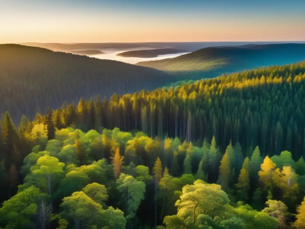 Paisaje impresionante de un bosque virgen con árboles altos, río cristalino y libros de supervivencia recomendados