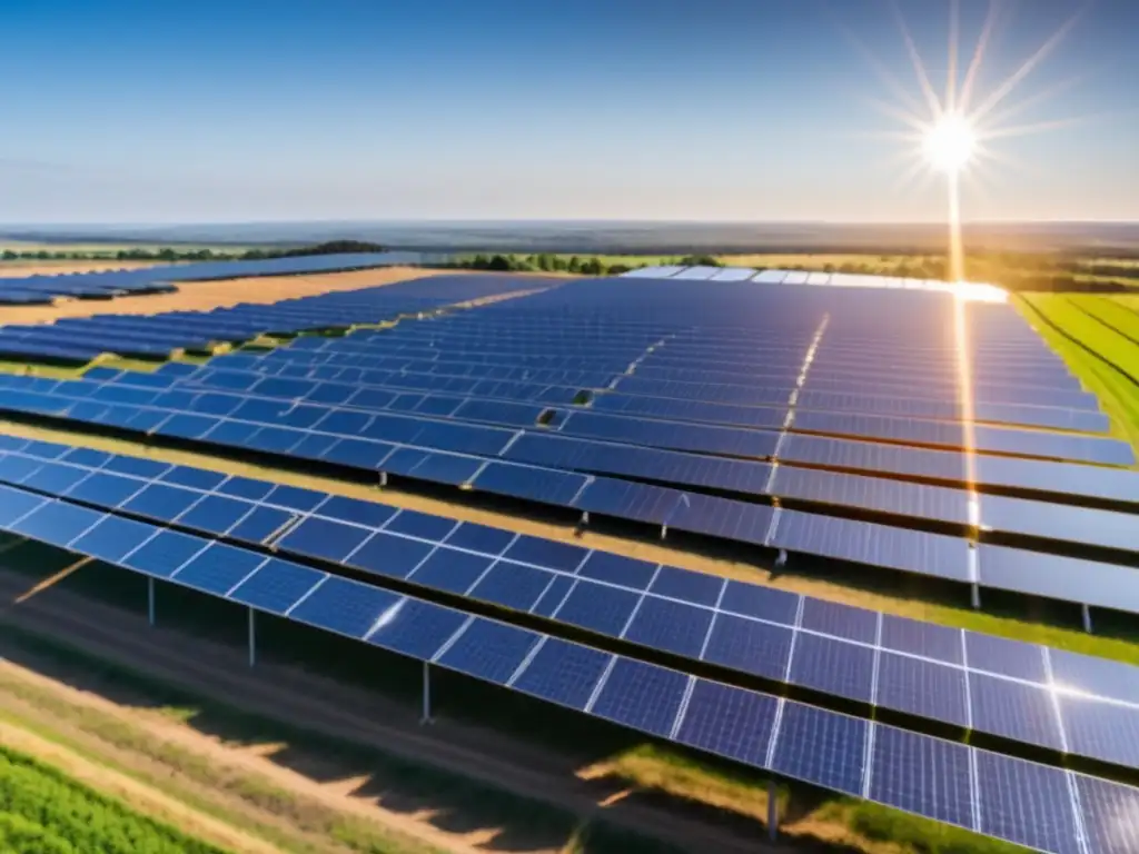 Granja solar y comunidad Preppers promoviendo energía renovable Fuentes de energía renovable para Preppers en granja solar con paneles brillantes y personas diversa