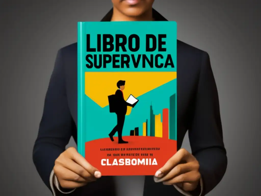 Persona sosteniendo el libro 'Libro de Supervivencia: Claves para Sobrevivir en Tiempos de Crisis Económica', diseño moderno y profesional